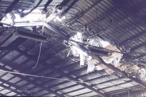 Production hall damaged in the 1992–1995 war
